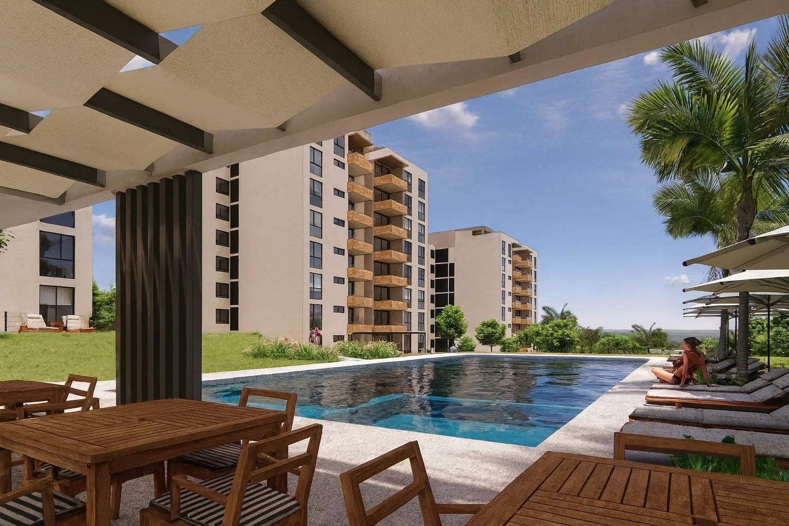 Departamentos con alberca en Xochitepec Morelos, con vista hacia la alberca Departamentos con alberca en Xochitepec Morelos, con vista hacia la alberca